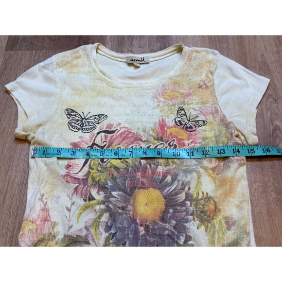 Y2K Baby Tee Floral‎  "Forever" Butterfly Design L - Picture 4 of 6